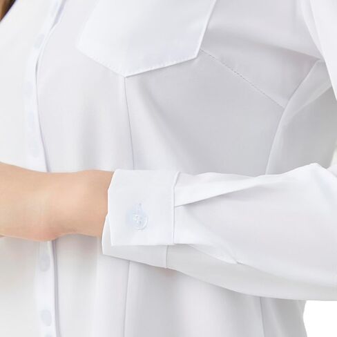 Women's Classic Button Down Shirt with Pockets, Long Sleeve Collared Blouse in Saudi Arabia