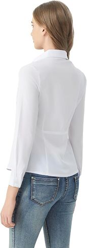 Women's Classic Button Down Shirt with Pockets, Long Sleeve Collared Blouse in Saudi Arabia