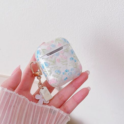 Minscose متوافق مع AirPods 4 حالة واضحة ، تصميم نمط زهرة كرتون لطيف مع سلسلة مفاتيح الأزهار الجمالية لينة TPU الحماية غطاء الصدمات للـ AirPods 4 للنساء للبنات in Kuwait