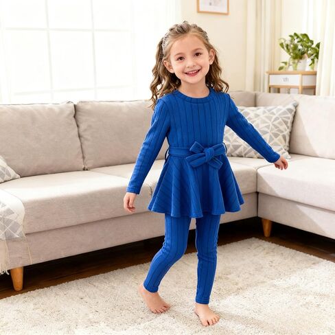 Ayzozuy Toddler Baby Girl Clothes Floral Outfit Ruffle Sleeve Shirt with Headband 3PC Pant Set Fall Clothing for Girl in Kuwait