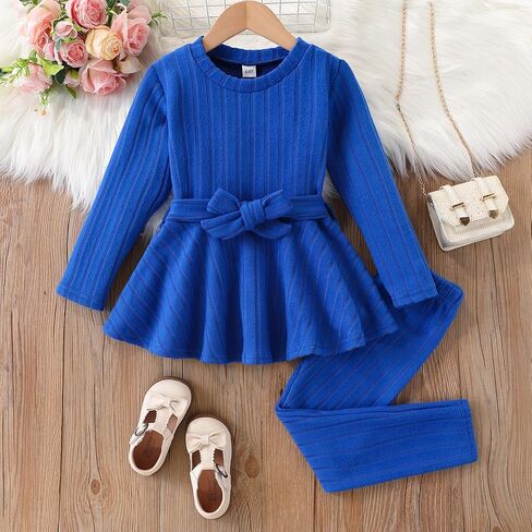 Ayzozuy Toddler Baby Girl Clothes Floral Outfit Ruffle Sleeve Shirt with Headband 3PC Pant Set Fall Clothing for Girl in Kuwait
