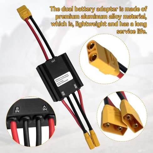محول تفريغ البطارية المزدوج للدراجة E ، DC 20V-72V DC Dual Batter Back Switch Balancer XT60 لزيادة السعة عن طريق توصيل بطاريتين في وحدة معادلة متوازية (30A) in Kuwait