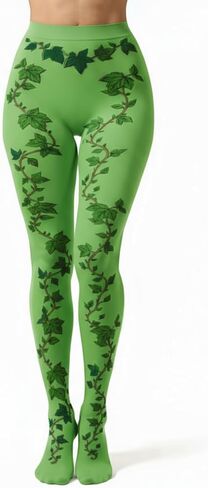 Jecery Women's Green Leaf Tights Female Villain Halloween Costume Accessories Poison Vine Leggings for Halloween(Green,L-xl) in Saudi Arabia
