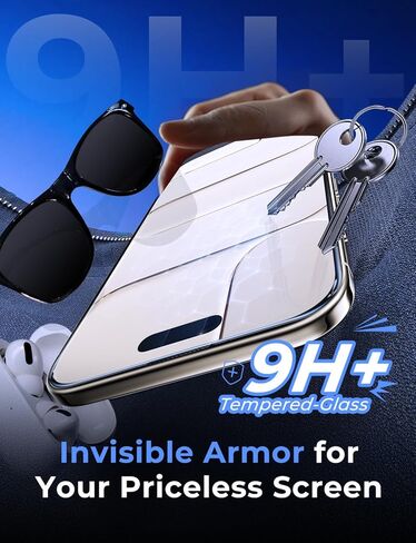 Magic John 2 Pack for iPhone 17 Pro 6.3 بوصة واقي شاشة زجاجي مقسى ، تلقائي للتشويش ، خالية من الفقاعات ، HD واضحة وسهلة التثبيت in Kuwait