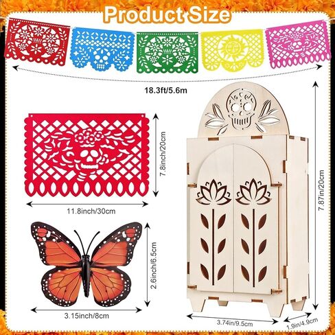 ديكور Dia De Los Muertos، يوم خشبي للمذبح الميت - صندوق ظل صغير Ofrenda، Papel Picado لديكورات Dia De Los Muertos in Saudi Arabia