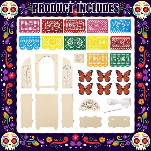 ديكور Dia De Los Muertos، يوم خشبي للمذبح الميت - صندوق ظل صغير Ofrenda، Papel Picado لديكورات Dia De Los Muertos in Saudi Arabia