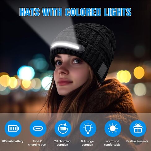 قبعة صغيرة بإضاءة LED للجنسين، قبعة للمصابيح الأمامية بدون استخدام اليدين قابلة لإعادة الشحن عبر USB، مناسبة للشتاء للعائلة والرجال والأب والأب باللون الأسود in Kuwait