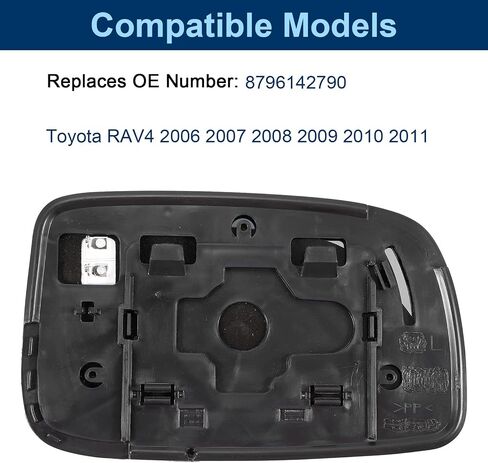 زجاج مرآة ساخن من جانب الركاب متوافق مع 2004 2005 2006 2007 2008 2009 Toyota Prius، مرآة الجانب الأيمن مع لوحة دعم، استبدال رقم الجزء 87910-47101، عبوة واحدة in Kuwait