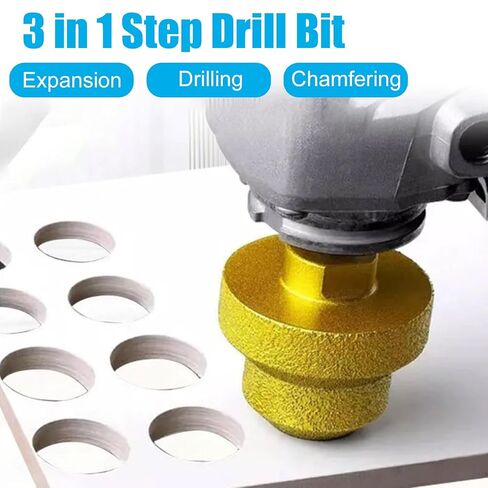 2Pcs Diamond Brazed Step Drill Bits, M10 Thread Beveling Chamfer Step Bits, for Angle Grinder & Electric Drill - Marble Concrete, Tile, Stone, Ceramics (M10) in Kuwait