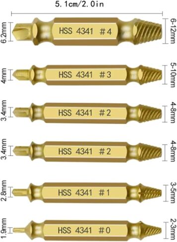 Damaged Screw Extractor Set - Remover for Stripped Screws Nuts Bolts, Drill Bit Tools for Easy Removal of Rusty Broken Hardware, 6PC HSS Drill Bit Bolt Extractor Kit, Hardware Gifts for Men (Black) in Saudi Arabia
