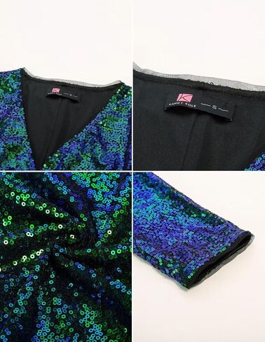 KANCY KOLE Women Sequin Cardigan Long Sleeve Open Front Jacket Blazers for Holiday Christmas in Saudi Arabia