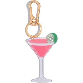 Vintage Martini Cocktail Keychain - Motel Retro Metal Bag Charm - 5.7 Inch Long Barware Gift in Kuwait