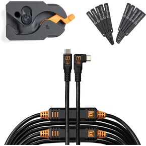 Tether Tools TetherGuard LeverLock Plate Camera Port Protection Tripod Plate for Cable Management & TetherPro Optima 10G High-Speed 31 ft. Straight to Right Angle USB-C to USB-C Cable Orange in Saudi Arabia