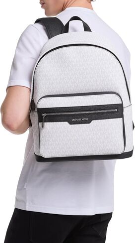 Michael Kors Malone Backpack, Silver-Tone Hardware/Storm Signature Stripe in Saudi Arabia