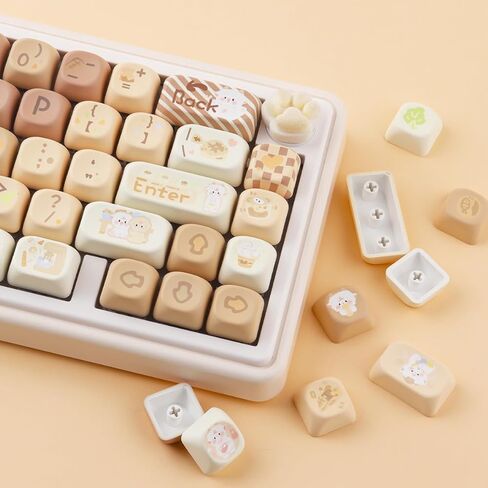 Tsungup Cute Green Keycaps ، 130 Keys MOA Profile PBT-forest-forest keycaps ، dye sub caps keyboard keycap set for mx switches mechanical in Kuwait