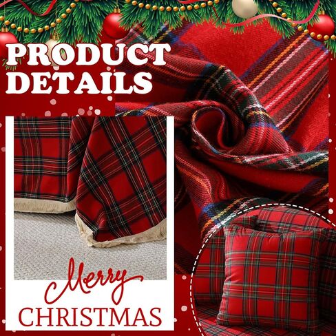 Oudain Christmas Buffalo Plaid Couch Cover Sets 71"x 134" Checkered Red and Green Sofa Covers with 2 Pillowcase Christmas Decorations 3 Seater for Room Furniture Protector in Saudi Arabia