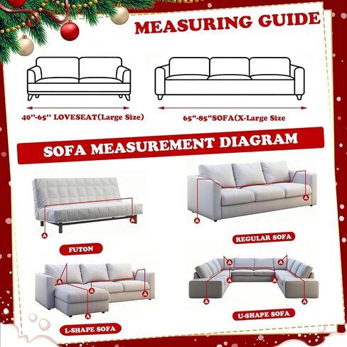 Oudain Christmas Buffalo Plaid Couch Cover Sets 71"x 134" Checkered Red and Green Sofa Covers with 2 Pillowcase Christmas Decorations 3 Seater for Room Furniture Protector in Saudi Arabia