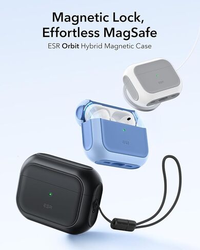 ESR لـ AirPods Pro 3 Case ، متوافق مع Airpods Pro Case 3rd Generation (2025) ، متوافق مع Magsafe ، غطاء الحماية الكامل للانخفاض مع الحبل ، الأسود in Saudi Arabia