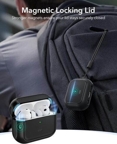 ESR لـ AirPods Pro 3 Case ، متوافق مع Airpods Pro Case 3rd Generation (2025) ، متوافق مع Magsafe ، غطاء الحماية الكامل للانخفاض مع الحبل ، الأسود in Saudi Arabia