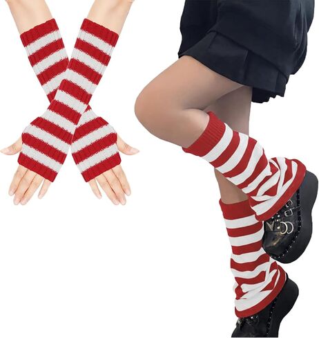 مجموعة تدفئة الذراع والساق النسائية المثيرة Y2K غطاء ملابس الشارع المخطط جوارب Kawaii Harajuku إكسسوارات لمهرجان الهذيان in Kuwait