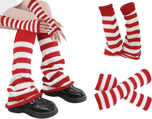 مجموعة تدفئة الذراع والساق النسائية المثيرة Y2K غطاء ملابس الشارع المخطط جوارب Kawaii Harajuku إكسسوارات لمهرجان الهذيان in Kuwait
