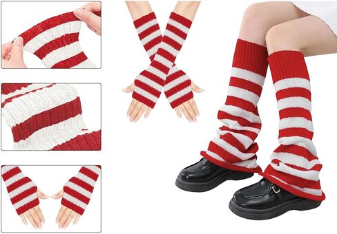 مجموعة تدفئة الذراع والساق النسائية المثيرة Y2K غطاء ملابس الشارع المخطط جوارب Kawaii Harajuku إكسسوارات لمهرجان الهذيان in Kuwait