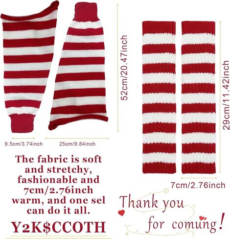 مجموعة تدفئة الذراع والساق النسائية المثيرة Y2K غطاء ملابس الشارع المخطط جوارب Kawaii Harajuku إكسسوارات لمهرجان الهذيان in Kuwait