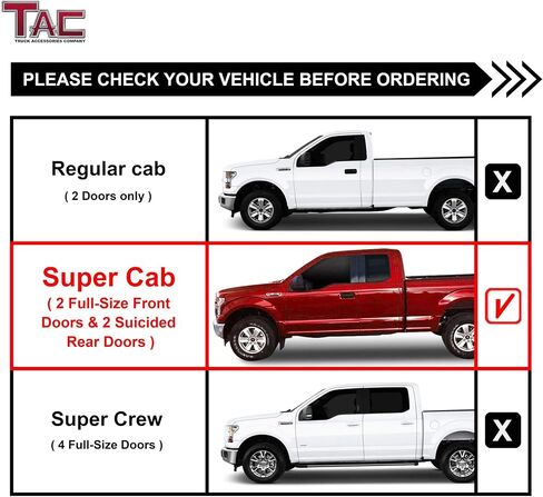 TAC 3 "خطوات جانبية سوداء لامعة متوافقة مع 1999-2016 Ford F250/F350/F450/F550 Super Duty Super Cab لوحات الجري الجانبية والقضبان خطوة القضبان بيك اب شاحنة الملحقات 2PCS in Saudi Arabia