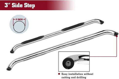 TAC 3 "خطوات جانبية سوداء لامعة متوافقة مع 1999-2016 Ford F250/F350/F450/F550 Super Duty Super Cab لوحات الجري الجانبية والقضبان خطوة القضبان بيك اب شاحنة الملحقات 2PCS in Saudi Arabia