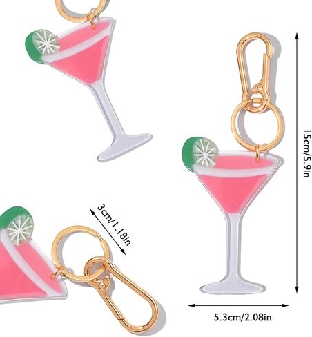 سلسلة مفاتيح كوكتيل مارتيني عتيقة - حلية حقيبة معدنية قديمة للموتيل - هدية برواري طويلة 5.7 بوصة in Kuwait