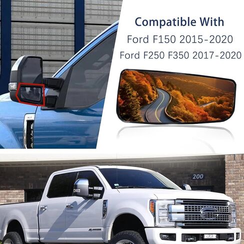 Driver left Side Upper heated Mirror Glass Compatible with Ford F150 2015-2020 Ford F250 F350 2017-2020 Towing Convex Mirror with Rear Holder in Saudi Arabia