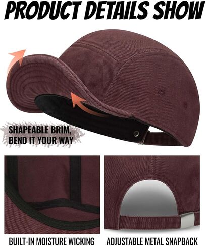 Clakllie Cotton 5 Panel Hats Hip Hop Short Brim Hats for Women Men Soft Golf Dad Hats Low Profile Trucker Cap with Adjustable in Saudi Arabia