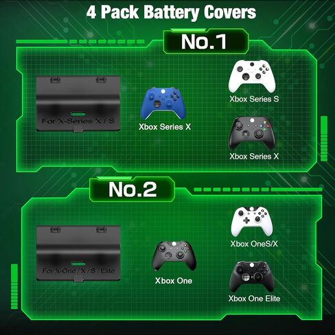Rechargeable Controller Charger Station with 2X 5520mWh Battery Pack Compatible with Xbox Series X/S/Xbox One/One X/One S Elite, Controller Accessories Storage Kit with 4 Battery Cases in Saudi Arabia