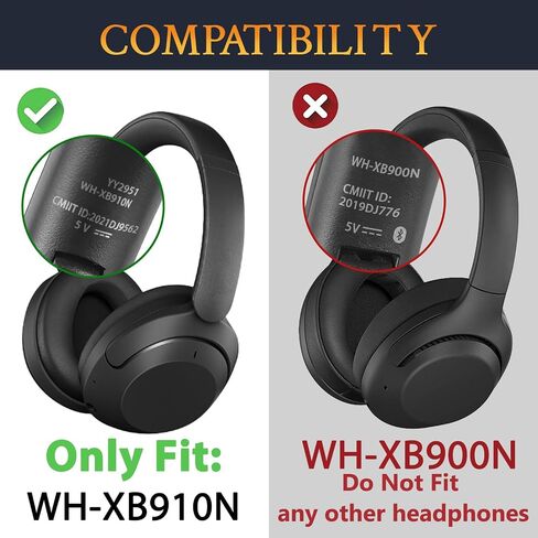 SOULWIT Headband Side Cover Slider Outer & Inner for Sony WH-XB910, XB910N Extra Bass Noise Cancelling Headphones(Do Not Fit WH-XB900N), Replacement Head Band Repair Part Accessories Kit - Black in Saudi Arabia