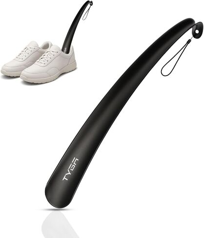 TYGA STORE | Shoe Horn Long Handled 17 inches - New Flexible Design - Snap-proof Plastic, Comfortable, Elongated Footwear Fitter (For Men & Women) (Black) in Saudi Arabia