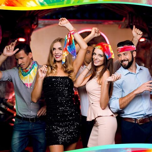 Toulite Tie Dye Bandanas Bulk Rainbow Psychedelic Pattern Bandana for Men Women Hippie Pet Halloween Party Accessories in Saudi Arabia