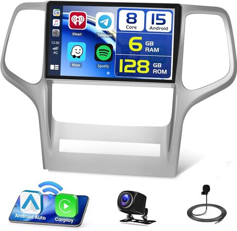 DSP Android 15 Car Stereo لجيب Grand Cherokee 2008-2013 ، (4+64g) Hikity 9 '' شاشة اللمس Radio Radio Wireless Carplay Android Auto 5gwifi 32EQ/FM Radio Bluetooth/1280*720p/GPS CAM+CANBUS in Kuwait