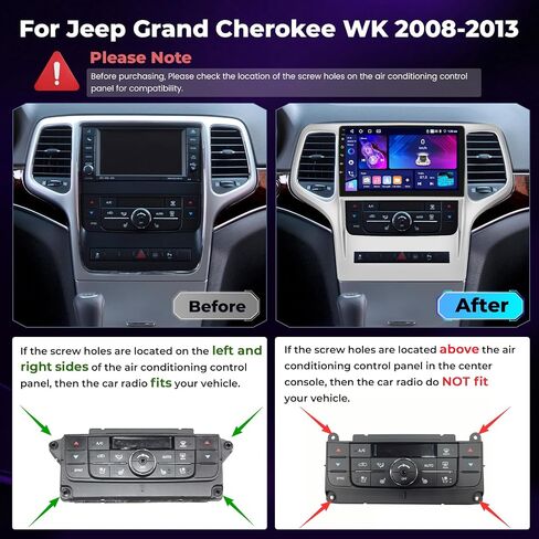 DSP Android 15 Car Stereo لجيب Grand Cherokee 2008-2013 ، (4+64g) Hikity 9 '' شاشة اللمس Radio Radio Wireless Carplay Android Auto 5gwifi 32EQ/FM Radio Bluetooth/1280*720p/GPS CAM+CANBUS in Kuwait