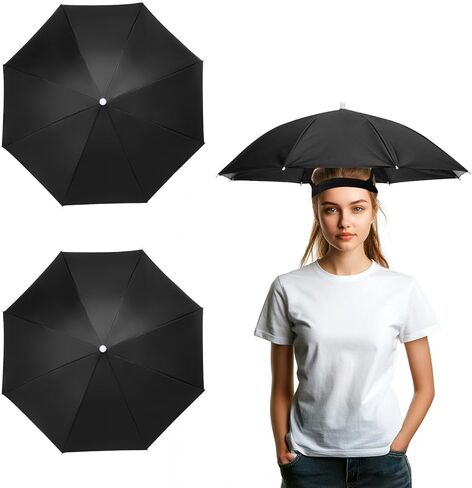 Umbrella Hat, Fishing Hat Hands Free Waterproof Adjustable Sun Rain Cap Hat with Elastic Band Fit for Camping in Kuwait