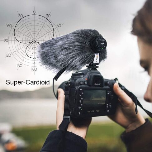 CVM-V30 PRO BLACK Super-Cardioid Directional Electric Condenser Shotgun Camera & Video Microphone for Canon Nikon Sony Panasonic Fujifilm Olympus DSLR Camera for Both 3.5mm & XLR + Dual Bracket in Saudi Arabia