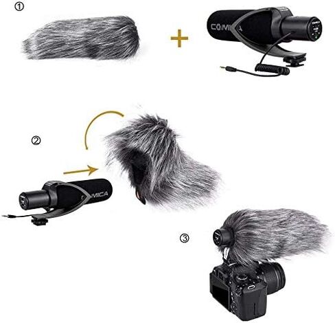 CVM-V30 PRO BLACK Super-Cardioid Directional Electric Condenser Shotgun Camera & Video Microphone for Canon Nikon Sony Panasonic Fujifilm Olympus DSLR Camera for Both 3.5mm & XLR + Dual Bracket in Saudi Arabia