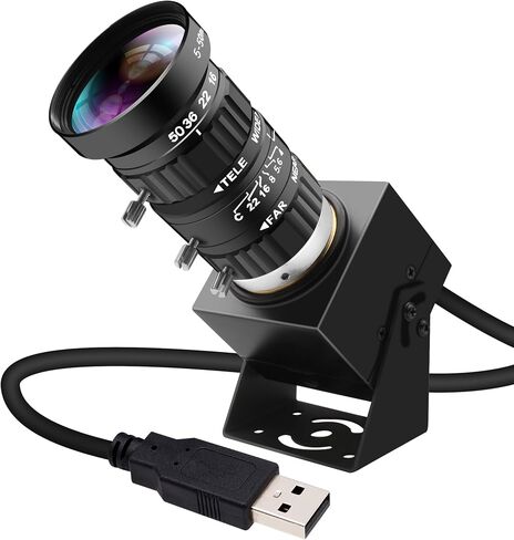 4K USB Camera 1080P@120fps High Speed USB Webcam with CS-Mount 5-50mm 10X Telephoto Zoom Manual Lens,12MP Close up Camera OpenCV Plug and Play for Live Streaming Industrial Project Meeting in Saudi Arabia