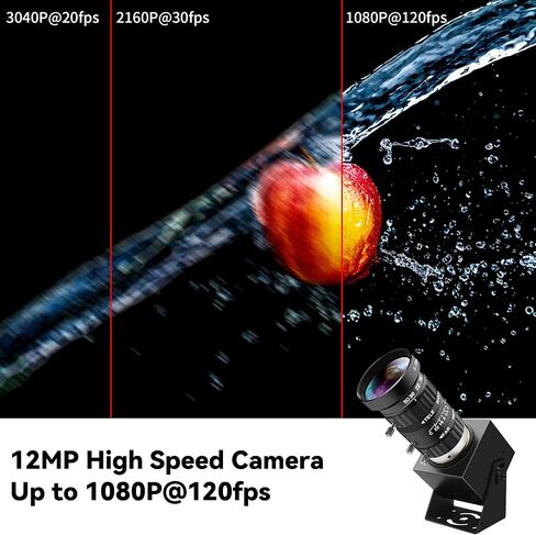 4K USB Camera 1080P@120fps High Speed USB Webcam with CS-Mount 5-50mm 10X Telephoto Zoom Manual Lens,12MP Close up Camera OpenCV Plug and Play for Live Streaming Industrial Project Meeting in Saudi Arabia
