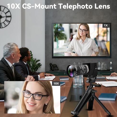 4K USB Camera 1080P@120fps High Speed USB Webcam with CS-Mount 5-50mm 10X Telephoto Zoom Manual Lens,12MP Close up Camera OpenCV Plug and Play for Live Streaming Industrial Project Meeting in Saudi Arabia
