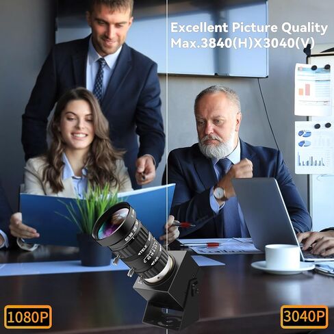 4K USB Camera 1080P@120fps High Speed USB Webcam with CS-Mount 5-50mm 10X Telephoto Zoom Manual Lens,12MP Close up Camera OpenCV Plug and Play for Live Streaming Industrial Project Meeting in Saudi Arabia