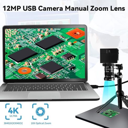 4K USB Camera 1080P@120fps High Speed USB Webcam with CS-Mount 5-50mm 10X Telephoto Zoom Manual Lens,12MP Close up Camera OpenCV Plug and Play for Live Streaming Industrial Project Meeting in Saudi Arabia