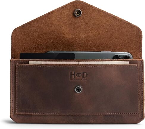 Hide & Drink, Large Female Wallet, Travel Organizer for Women, Vintage Money and Card Holder, Full Grain Leather, Handmade, Bourbon Brown in Kuwait