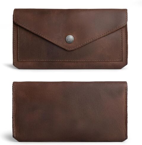 Hide & Drink, Large Female Wallet, Travel Organizer for Women, Vintage Money and Card Holder, Full Grain Leather, Handmade, Bourbon Brown in Kuwait