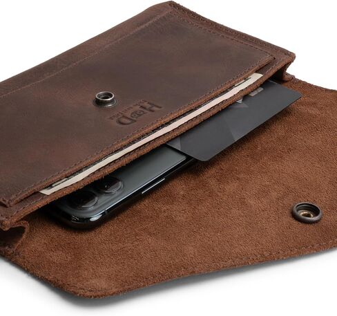 Hide & Drink, Large Female Wallet, Travel Organizer for Women, Vintage Money and Card Holder, Full Grain Leather, Handmade, Bourbon Brown in Kuwait