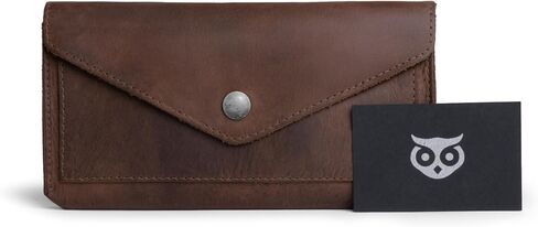 Hide & Drink, Large Female Wallet, Travel Organizer for Women, Vintage Money and Card Holder, Full Grain Leather, Handmade, Bourbon Brown in Kuwait